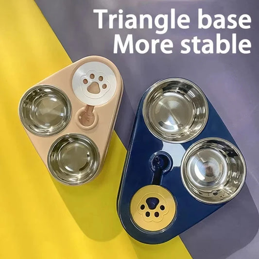 Elevate Your Pet's Mealtime with the Stainless Steel 3-in-1 Pet Food and Water Bowl Set