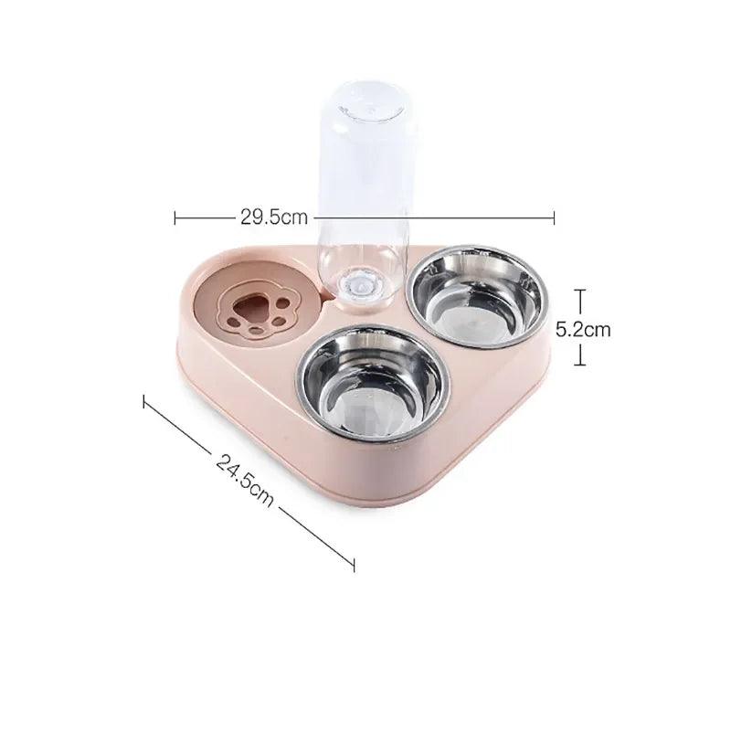 Stainless Steel 3-in-1 Pet Food and Water Bowl Set - PET PORT 