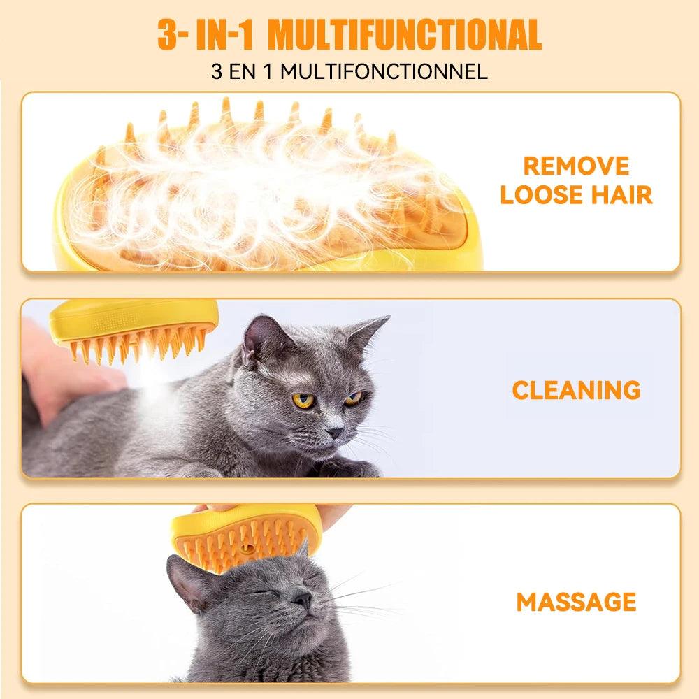 3 in 1 Steamy Comb Brush for Pet Grooming - PET PORT 