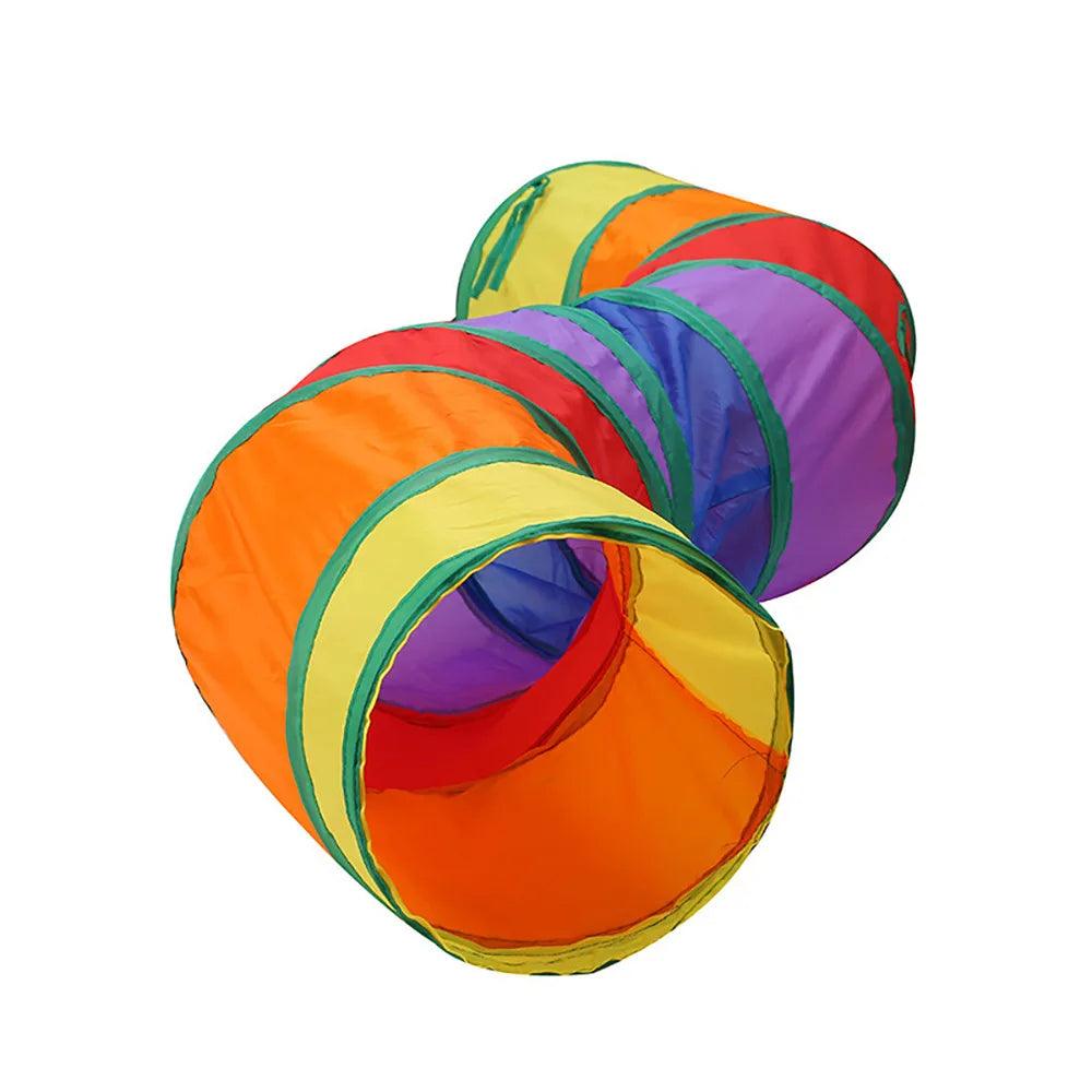 Foldable Rainbow Cat Tunnel Toy - PET PORT 