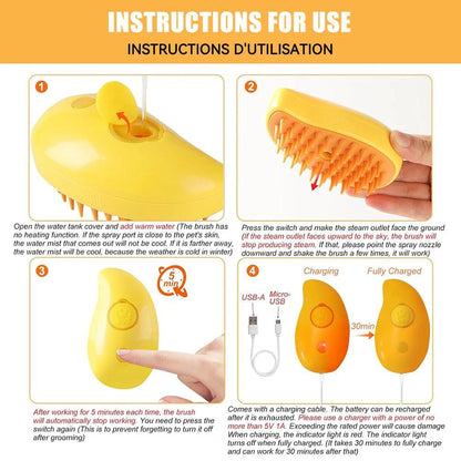 3 in 1 Steamy Comb Brush for Pet Grooming - PET PORT 